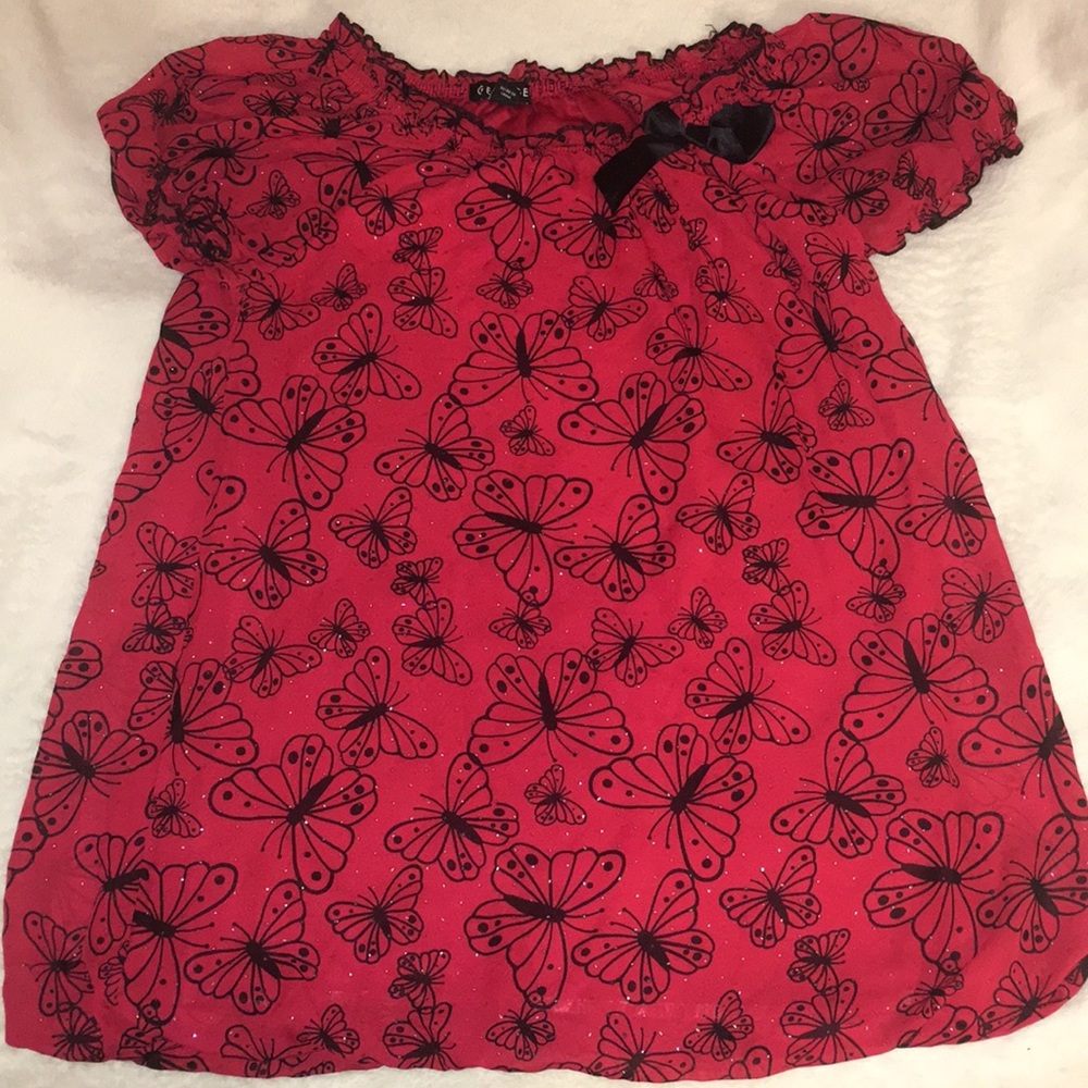 Adorable new red & black butterfly shirt
